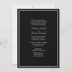 Formal Black Wedding Both Parents Listed Invitation