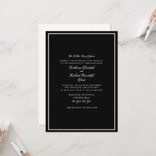 Formal Black Wedding Bride One Venue Bride Parents Invitation