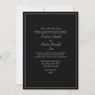 Formal Black Wedding One Location Parents Invitation