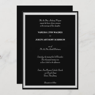 Formal Black White Monogram Invitation
