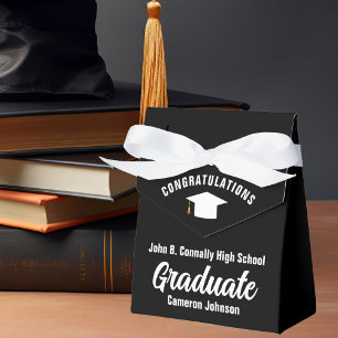 Formal Black White Personalized Graduation Party Favor Boxes