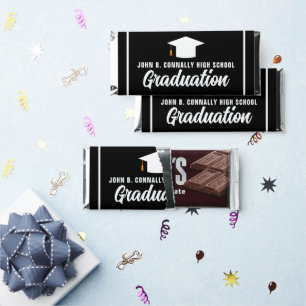 Formal Black White Personalized Graduation Party Hershey Bar Favors