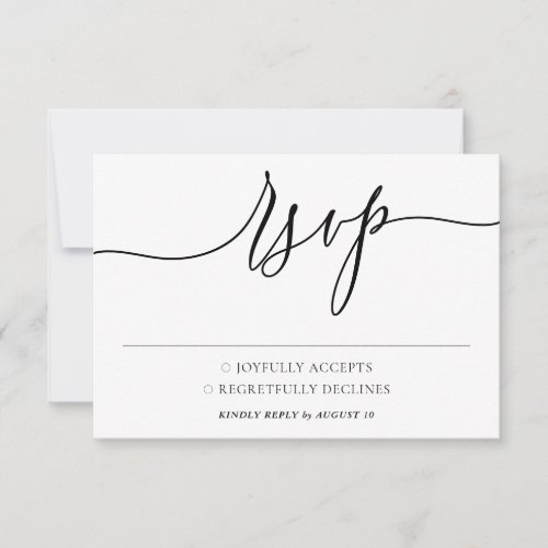 Formal Black White Photo add Wedding RSVP Card