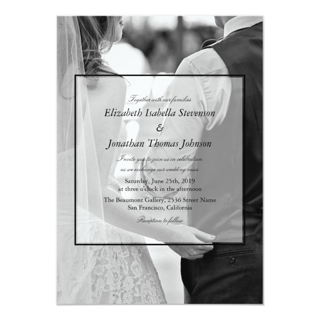 Formal Black & White Photo Wedding Card