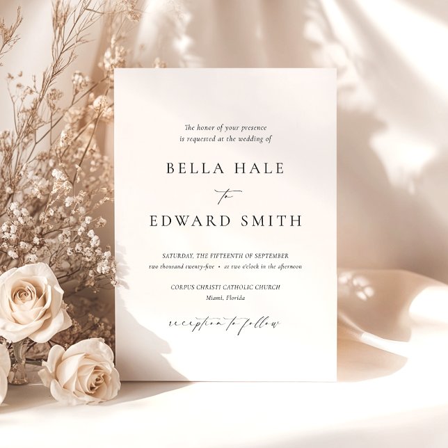 Formal Black White Simple Wedding Invitation (Creator Uploaded)