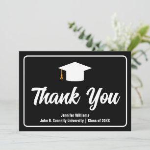 Formal Black White Typography Custom Graduate Thank You Card