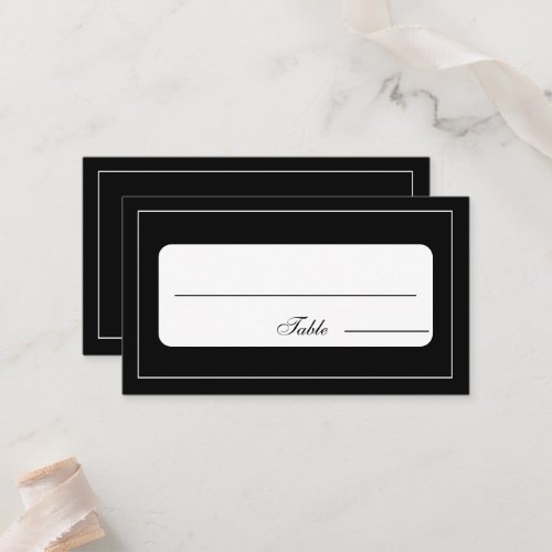 Formal Black White Wedding Script  Place Card