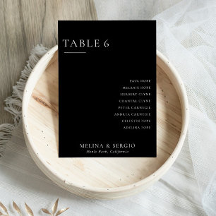 Formal Black White Wedding Table 6 Seating Chart Invitation