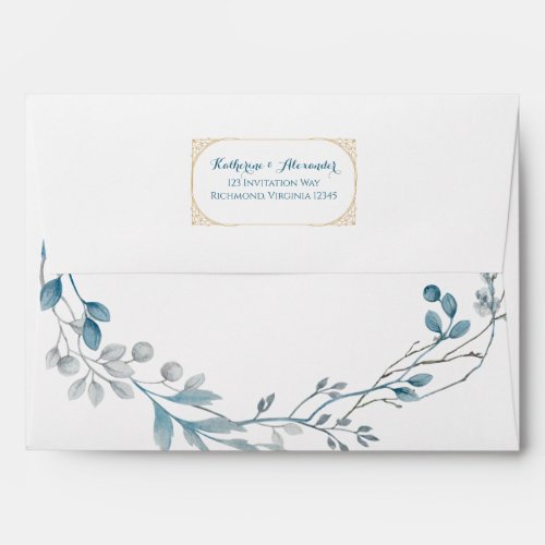 Formal Blue Floral Invitation Envelope