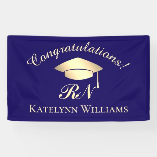 Formal Blue Gold Nurse Medical Graduation Party Banner