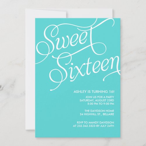Formal Blue Sweet 16 Invitations