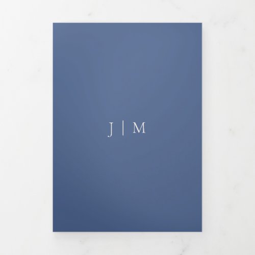 Formal Blueberry Blue Modern Wedding Tri_Fold Card