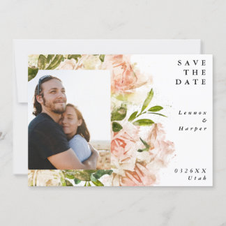 Formal Blushing Pink Rose Rosseta Photo Wedding Save The Date