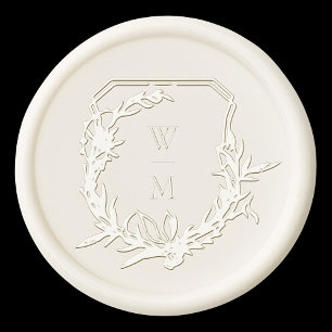 formal botanical crest monogram pearl wedding wax seal sticker