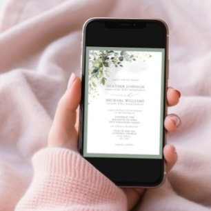 Formal Botanical Greenery Floral Watercolor Invitation