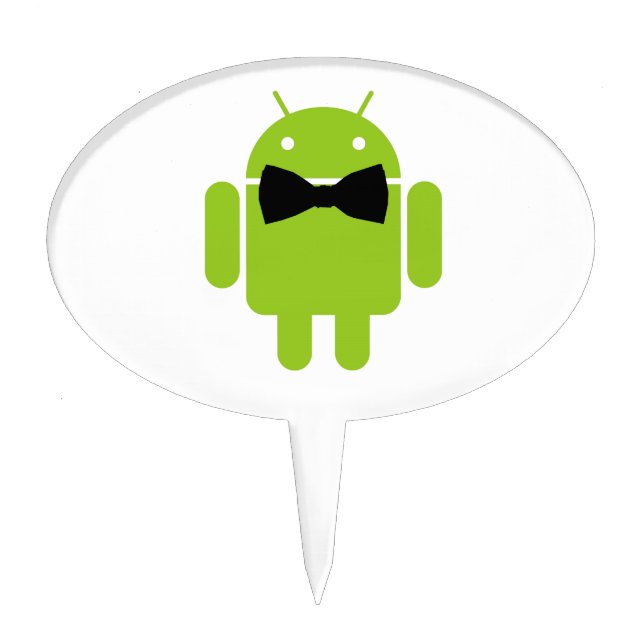 Formal Bow Tie Android Robot Icon Cake Topper (Front)