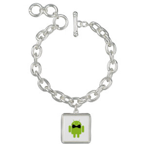 Formal Bow Tie Android Robot Icon Charm Bracelet