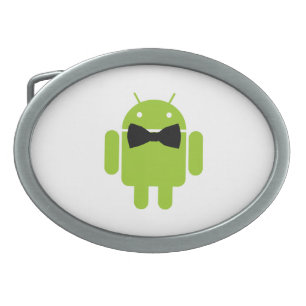 Formal Bow Tie Android Robot Icon Oval Belt Buckle