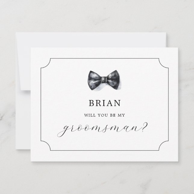 Formal Bow tie Will you be my Groomsman  Invitation (Front)