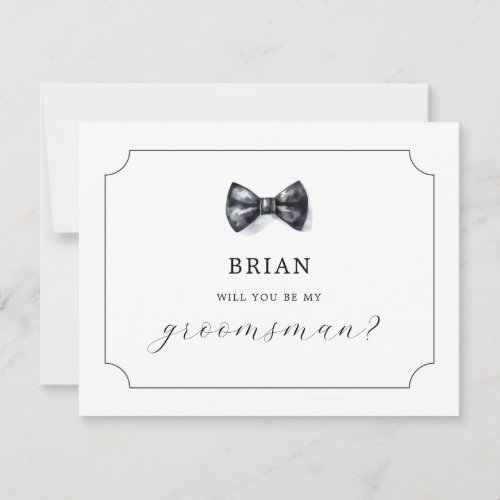 Formal Bow tie Will you be my Groomsman  Invitation