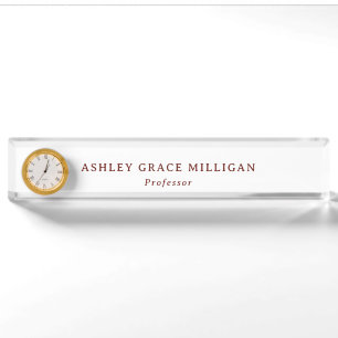 Formal Burgundy Acrylic Desk Name Plate