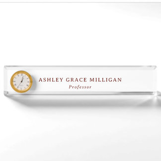 Formal Burgundy Acrylic  Desk Name Plate