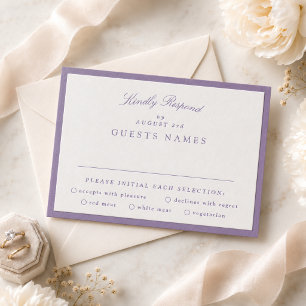 Formal Burnished Lilac Wedding Letterpress RSVP Cards
