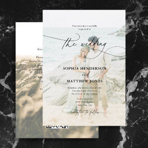 Formal Calligraphy 2 Photo QR Code Wedding  Invitation