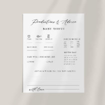 Formal Calligraphy Baby Prediction and Advice Card