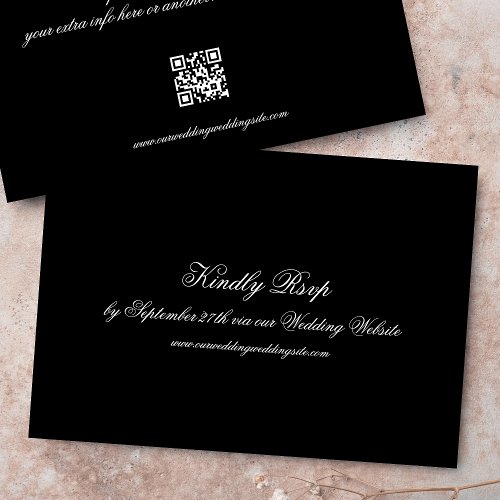 Formal Calligraphy Black Classic QR CODE Wedding RSVP Card