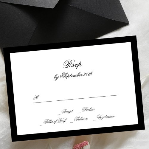 Formal Calligraphy Black Framed Classic Wedding RSVP Card