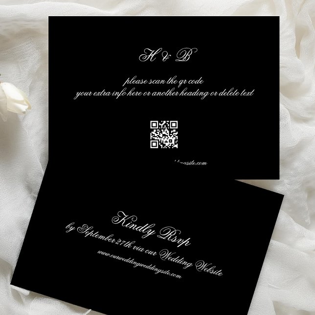 Formal Calligraphy Black QR CODE Wedding RSVP Card (Creator Uploaded)