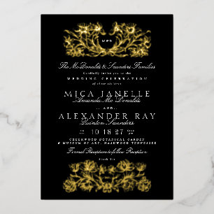 Formal Calligraphy Elegant Black Gold Foil Invitation