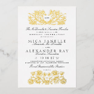 Formal Calligraphy Elegant White Gold Foil Invitation