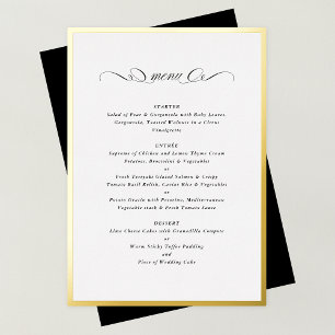 Formal Calligraphy Gold Foil Frame Wedding Menu Invitation