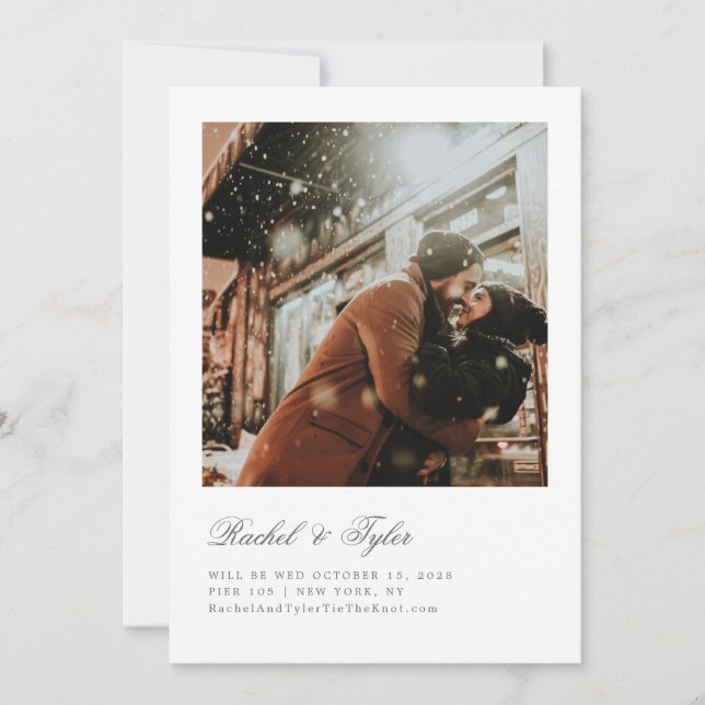 Formal Caption Engagement Save the Date Invitation (Front)