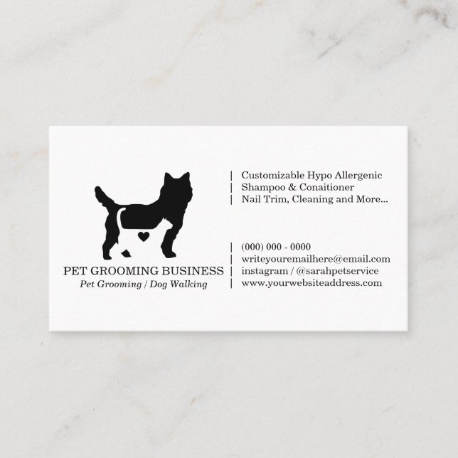 Formal Cat Dog Heart Pet Business Card (Front)