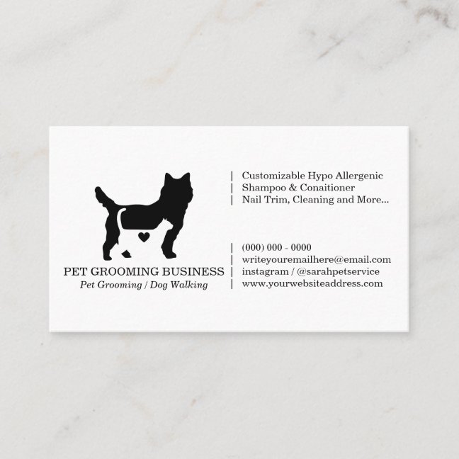 Formal Cat Dog Heart Pet Business Card