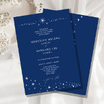 Formal Celestial Elegant Blue Wedding Details and  Invitation<br><div class="desc">Invite your guests to a night of romance and starlight with this Formal Celestial Elegant Blue Wedding Details and Invitation from the Celestial Elegant Wedding Collection. Featuring a deep navy blue background adorned with twinkling stars and refined typography, this modern celestial design is perfect for couples who love a minimalist...</div>