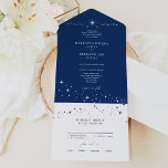 Formal Celestial Elegant Wedding Navy Blue All In One Invitation<br><div class="desc">Invite your guests to a night of romance and starlight with thisFormal Celestial Elegant Wedding Navy Blue All in One Invitation from the Celestial Elegant Wedding Collection. Featuring a deep navy blue background adorned with twinkling stars and refined typography, this modern celestial design is perfect for couples who love a...</div>