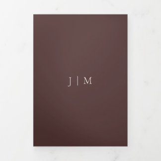 Formal Chocolate brown Modern Wedding Tri-Fold Card