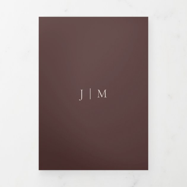 Formal Chocolate brown Modern Wedding Tri-Fold Card