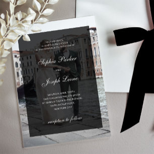 Formal Classic and Dark Overlay Photo Wedding Acrylic Invitations