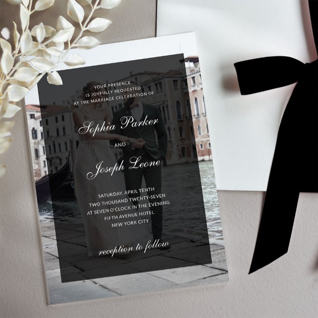 Formal Classic and Dark Overlay | Photo Wedding Acrylic Invitations (Creator Uploaded)