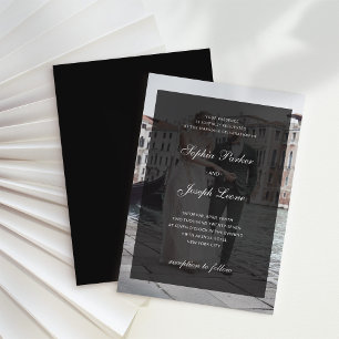 Formal Classic and Dark Overlay Photo Wedding Invitation