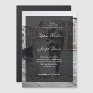 Formal Classic and Dark Overlay Photo Wedding Magnetic Invitation
