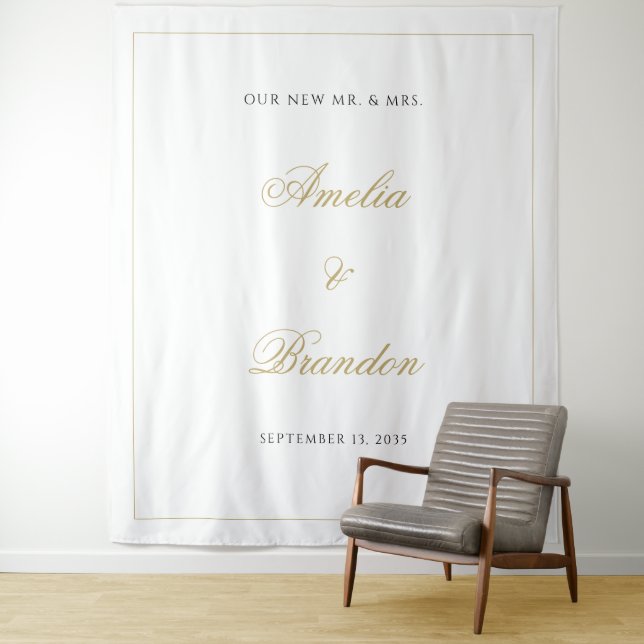 Formal Classic Black and Gold Wedding Backdrop (In Situ)