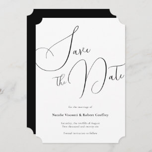 Formal Classic Black Calligraphy Wedding Save The Date