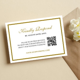 Formal Classic Black Gold Monogram Wedding RSVP Card