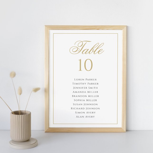 Formal Classic Black & Gold Wedding Seating Chart Table Number (Creator Uploaded)